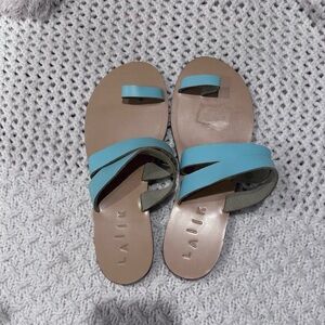 LAiik Flat Leather Womens Sandals
Greece Sz 41US 11 Turquoise Blue